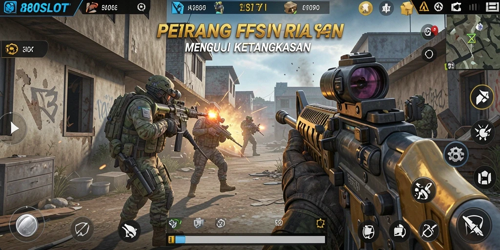 Screenshot 180SLOT menampilkan aksi pertempuran FPS yang seru.