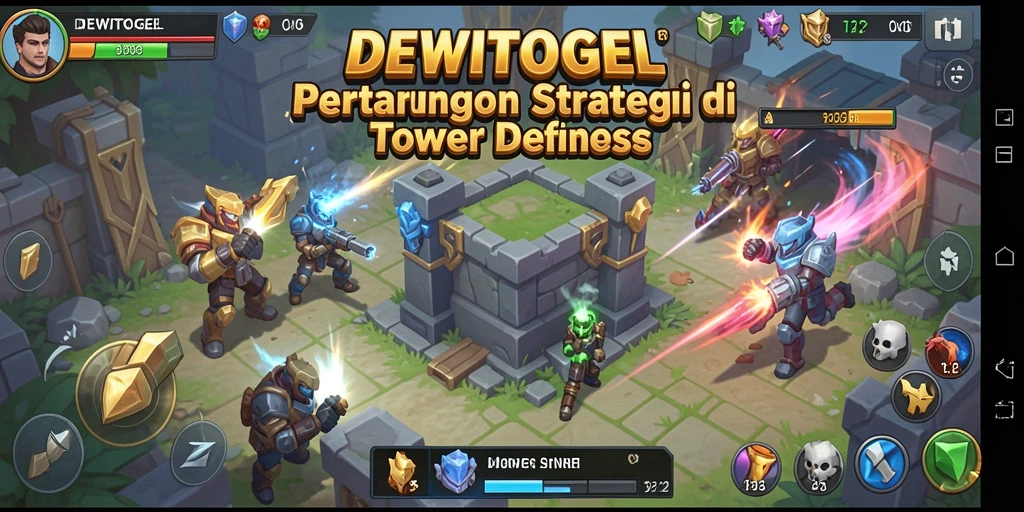 Tampilan gameplay DEWITOGEL yang mendebarkan dalam pertarungan Tower Defense.
