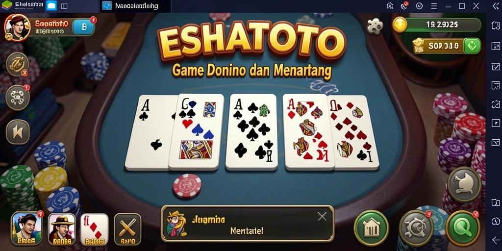 Gameplay seru ESHATOTO dengan domino klasik yang menantang.