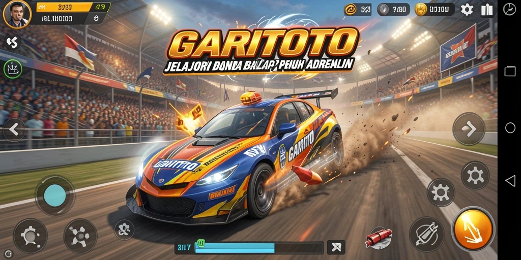 Tampilan gameplay GARITOTO yang menegangkan saat balapan.