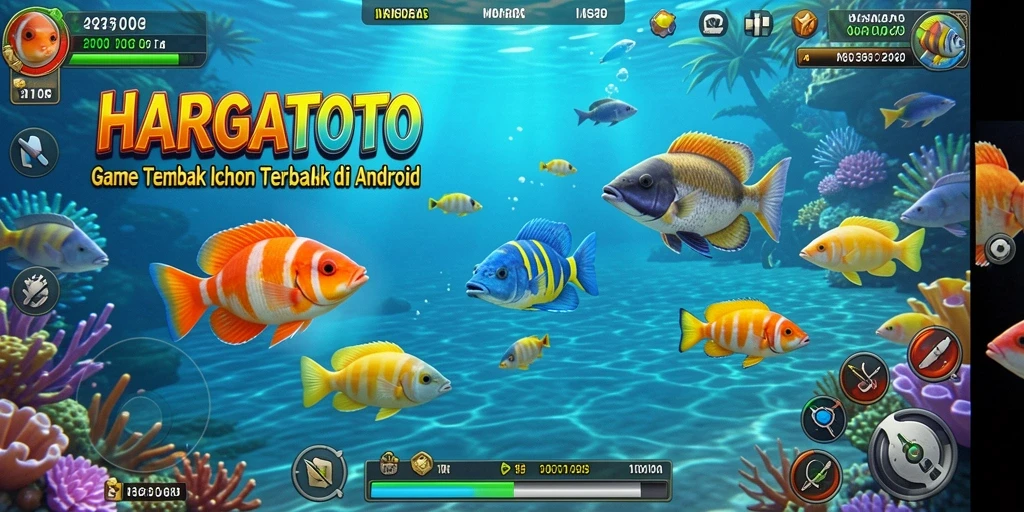 Tampilan gameplay HARGATOTO dengan aksi menangkap ikan.