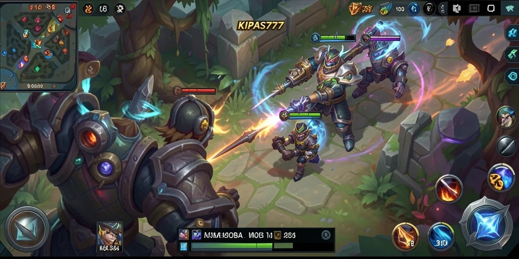 Tangkapan layar gameplay KIPAS777 yang menampilkan pertempuran epik antar hero.