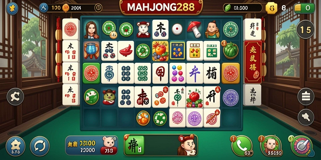 Tampilan menarik gameplay MAHJONG288 dengan aksi mencocokkan ubin.