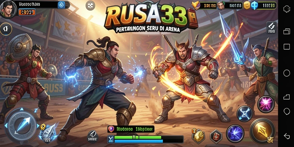 Screenshot RUSA33 menampilkan aksi pertarungan mendebarkan di arena.