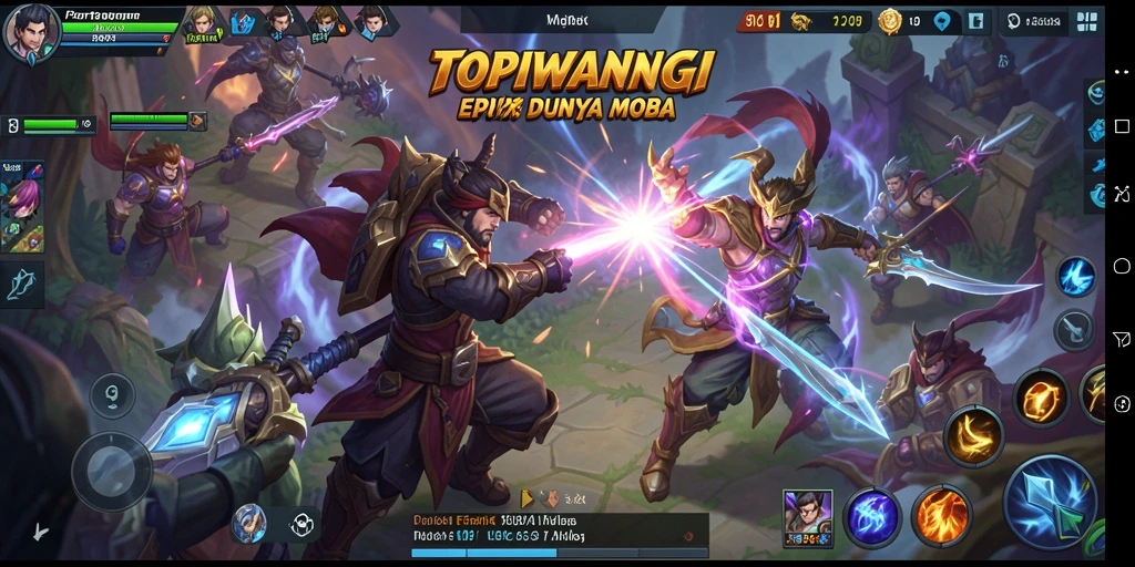 Screenshot gameplay TOPIWANGI yang menunjukkan pertarungan epik.