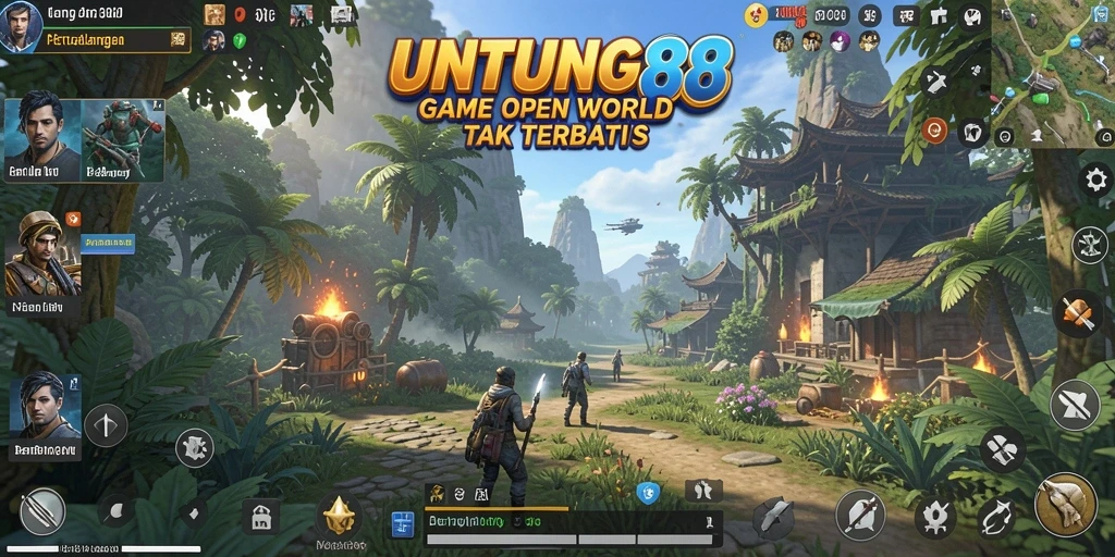 Screenshot gameplay UNTUNG88 menampilkan pemain menjelajahi dunia yang luas.
